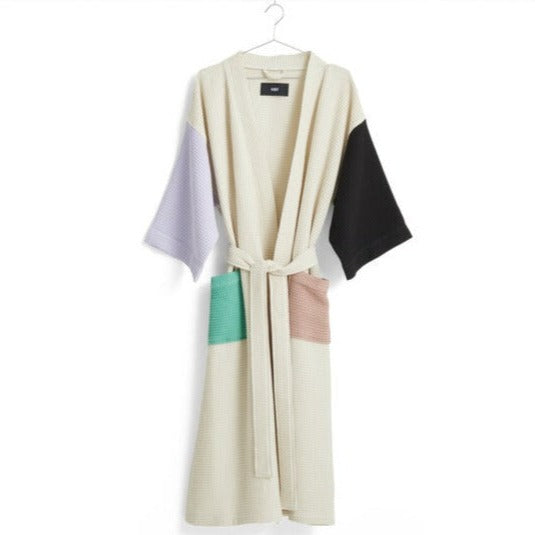 Waffle badekåbe - Off-white multi